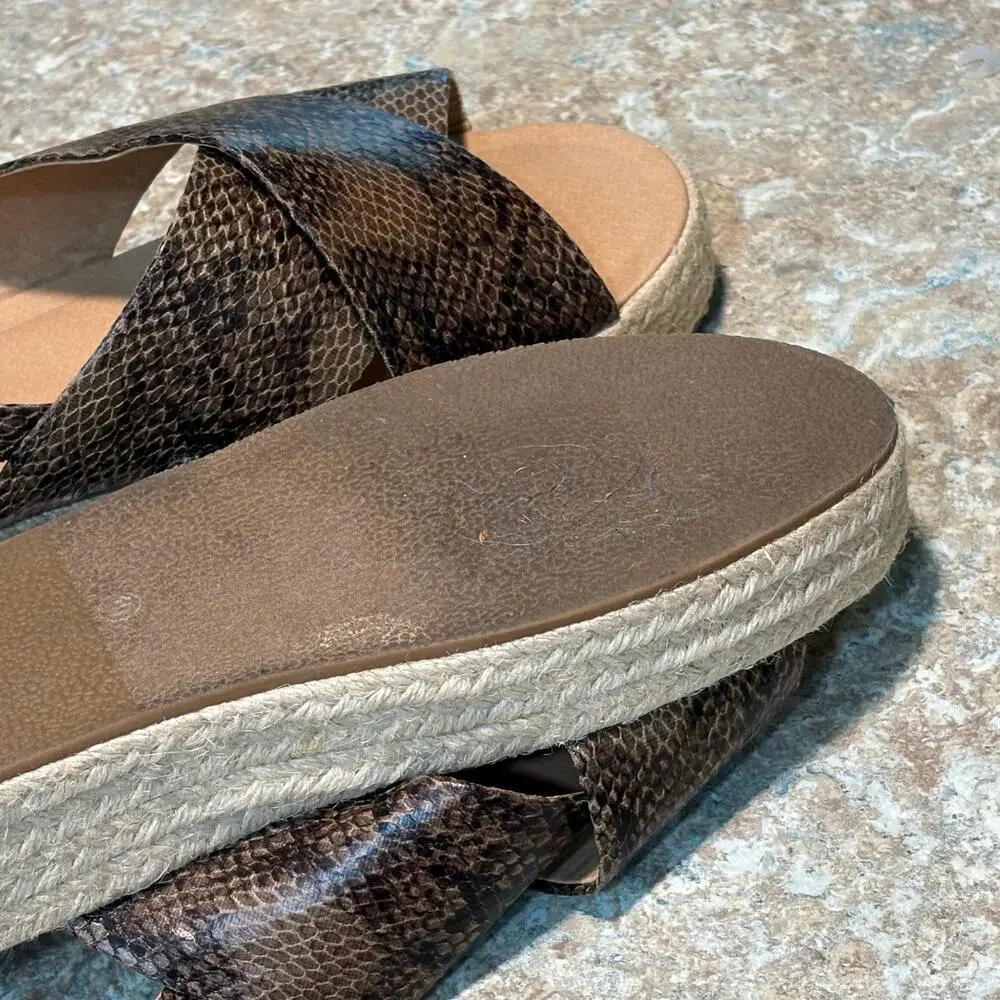 Ann Taylor LOFT Espadrille Snake Print Criss Cross Platform Sandals Size 10